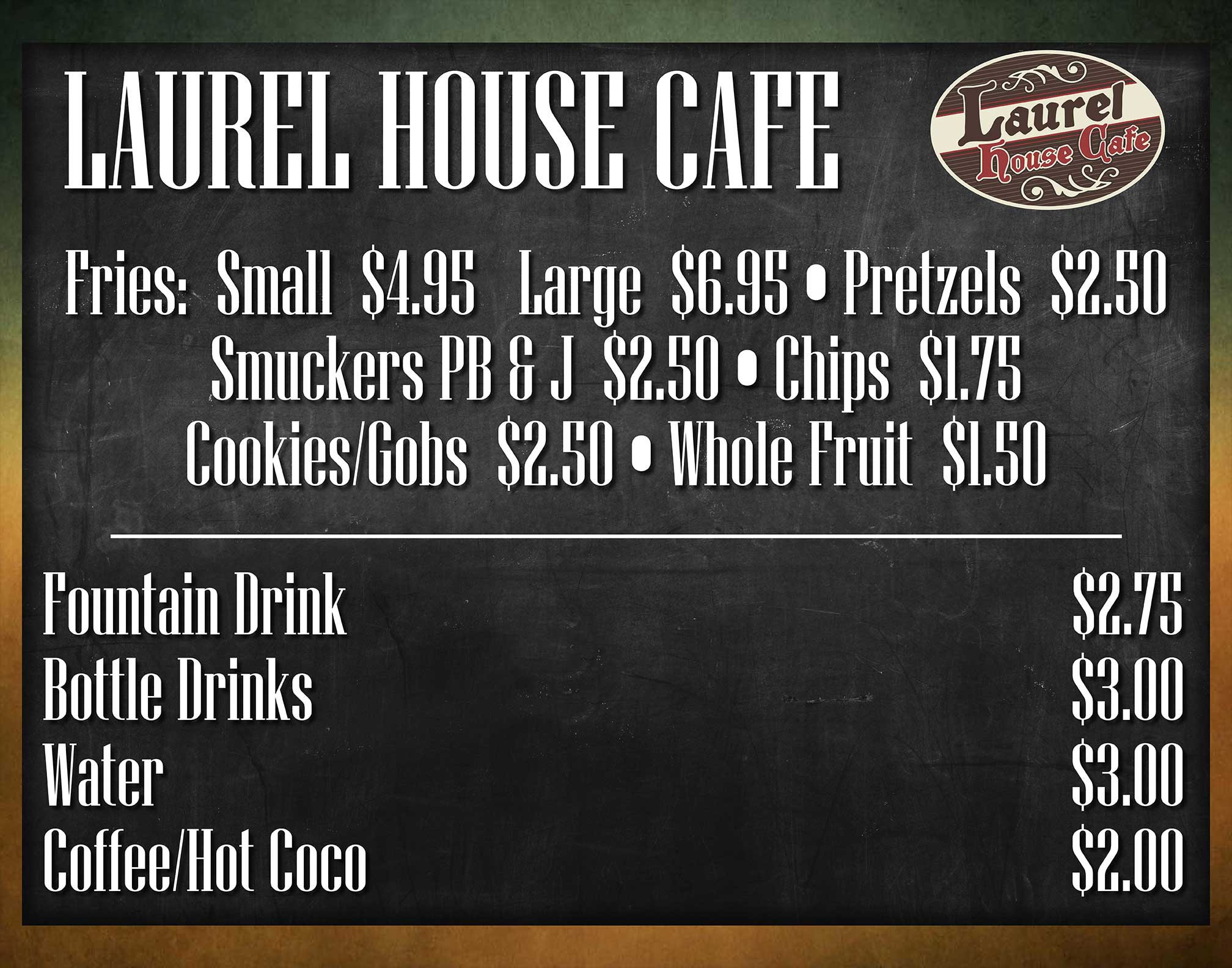Laurel House Cafe Menu