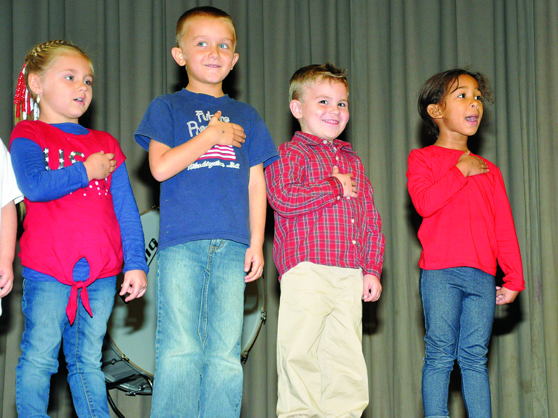 KEVIN RAUCH/THE EXPRESS
Renovo Elementary pre-school students started things off. From left, Brielle Riggle, Quentin Kalafut, Braden Casper and Marra Ballard.