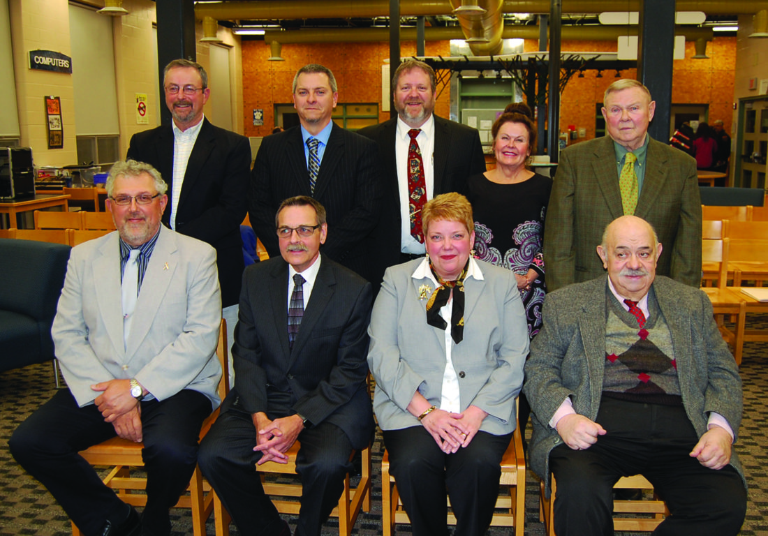 JIM RUNKLE/THE EXPRESS
The Keystone Central School Board members who reorganized for the year Thursday evening include, back row, from left, Charles Rosamilia, Gregory Strouse, Robert Elling, Deb Smith and Thomas Shafer; front row, James Knauff, Jeff Johnston, Superintendent Kelly Hastings and Wayne Koch. Board member Albert Jones was unable to attend the meeting.