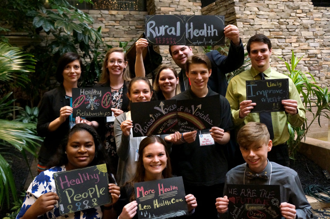 The group that made the trip to the Pennsylvania Public Health Association annual conference are, in top photo and in front from left, Auslu Sua, Rebekah Hershey and Connery McFadden; middle row, Mary McMahon, Laura Crawford and Ryan Stratton, and in back from left, Danielle Boyles, Jessica King, John Reilly, Anthony Eck.