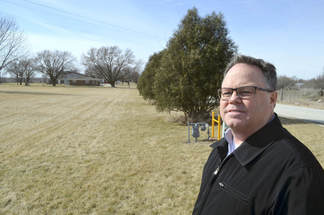 -Messenger photo by Joe Sutter
Kevin Black talks about empty lots in Gowrie ready for new houses to be built, like this one near the golf course. Black has spearheaded a projet by the Gowrie Development Commission to help the city of Gowrie offer TIF grants to new home builders.